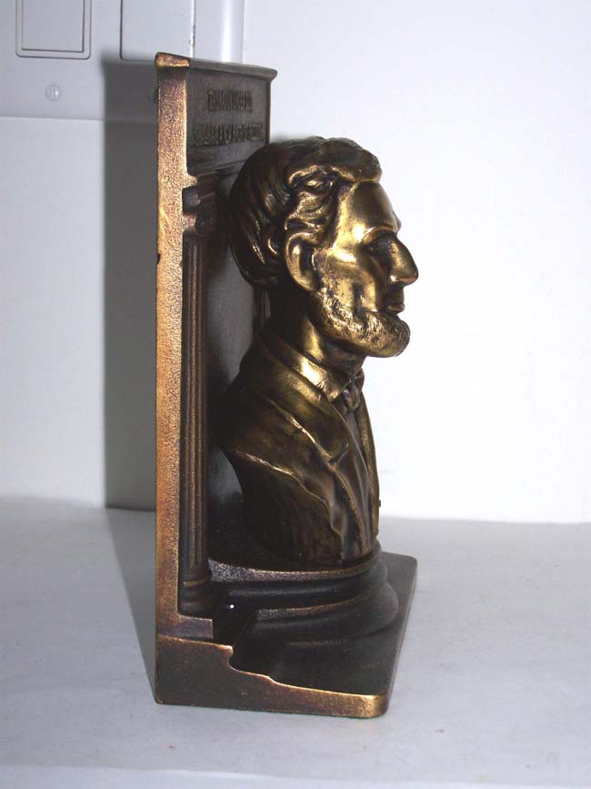 A Monumental Pair of Antique Bookends by Bradley & Hubbard circa 1925 depicting Abraham Lincoln — image 2